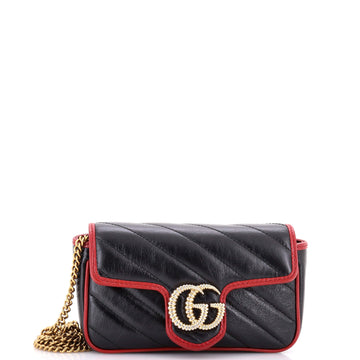 Gucci GG Marmont Flap Bag Diagonal Quilted Leather Super Mini