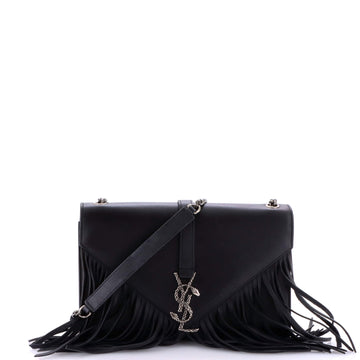 Saint Laurent Classic Monogram Fringe Crossbody Bag Leather Medium