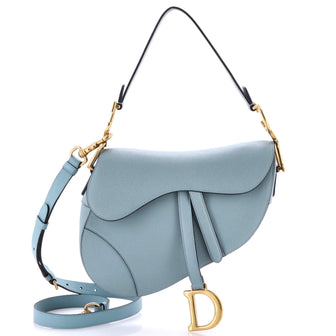 Christian Dior Saddle Handbag with Strap Leather Medium