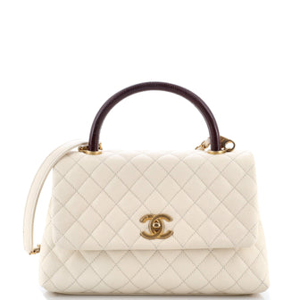 Chanel Coco Top Handle Bag Quilted Caviar with Lizard Medium