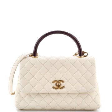Chanel Coco Top Handle Bag Quilted Caviar with Lizard Medium