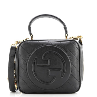 Gucci Blondie NM Top Handle Shoulder Bag Diagonal Quilted Leather
