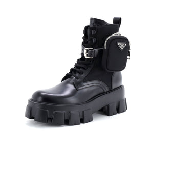 Prada Monolith Combat Boots Leather and Nylon