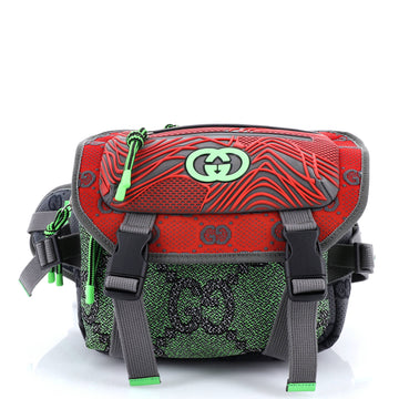 Gucci Buckle Flap Chest Strap Backpack GG Fabric with Rubber