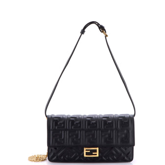 Fendi Baguette Wallet on Chain Zucca Embossed Leather