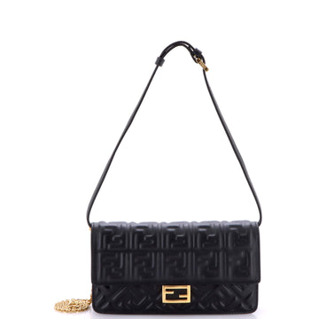 Fendi Baguette Wallet on Chain Zucca Embossed Leather