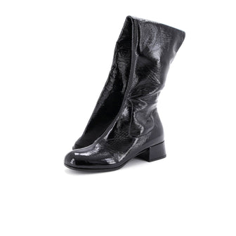 Prada Women's Naplak Block Heel Over The Knee Boots Patent