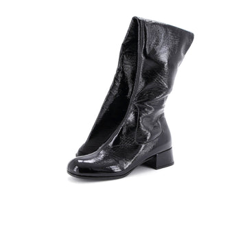 Prada Women's Naplak Block Heel Over The Knee Boots Patent