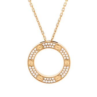 Cartier Pave Love Pendant Necklace 18K Yellow Gold and Diamonds