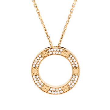 Cartier Pave Love Pendant Necklace 18K Yellow Gold and Diamonds