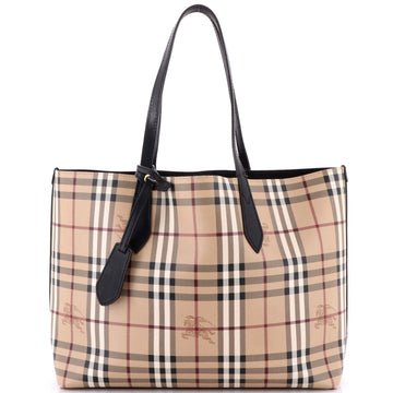 Burberry Reversible Tote Haymarket Coated Canvas and Leather Medium