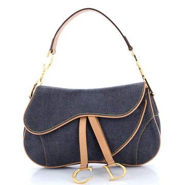 Christian Dior Vintage Double Saddle Bag Denim