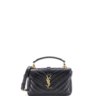 Saint Laurent Classic Monogram College Chain Wallet Matelasse Chevron Leather