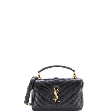 Saint Laurent Classic Monogram College Chain Wallet Matelasse Chevron Leather