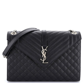 Saint Laurent Classic Monogram Envelope Satchel Mixed Matelasse Leather Large