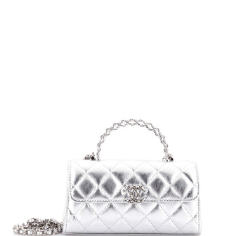 Chanel Top Handle Phone Holder with Chain Quilted Calfskin