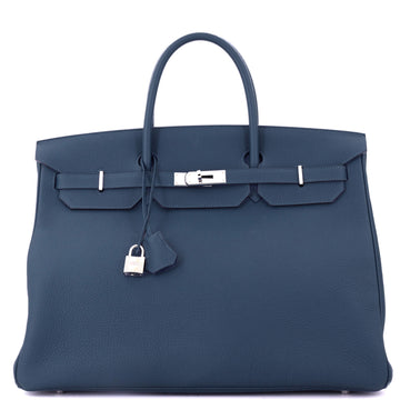 Hermes Birkin Handbag Blue Togo with Palladium Hardware 40
