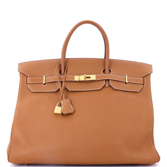 Hermes Birkin Handbag Brown Fjord with Gold Hardware 40