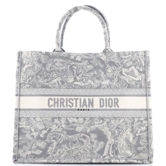 Christian Dior Book Tote Embroidered Canvas Large
