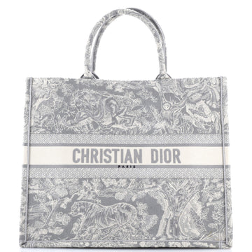 Christian Dior Book Tote Embroidered Canvas Large