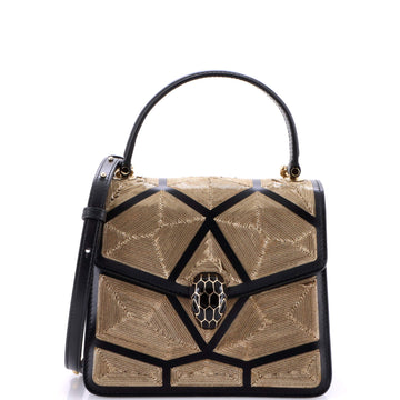 Bvlgari Serpenti Top Handle Bag Chain Embellished Leather Small