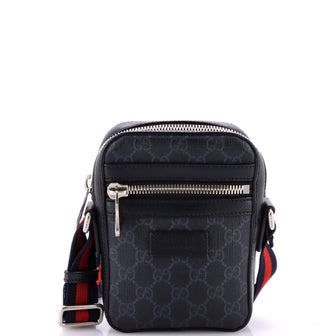 Gucci Web Strap Front Zip Messenger Bag GG Coated Canvas Mini