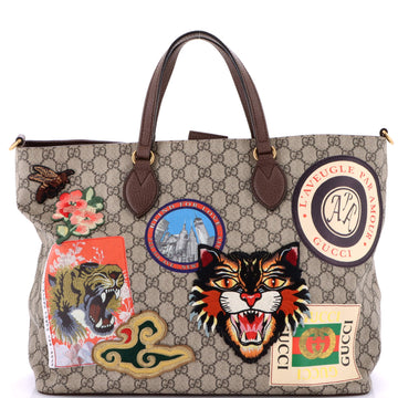 Gucci Courrier Convertible Soft Open Tote GG Coated Canvas with Applique Large