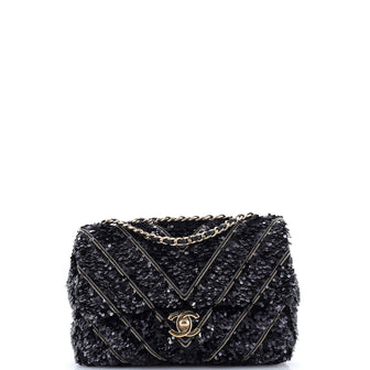 Chanel CC Flap Bag Chevron Sequins Mini