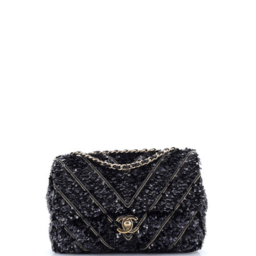 Chanel CC Flap Bag Chevron Sequins Mini