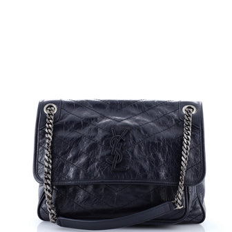 Saint Laurent Niki Chain Flap Bag Matelasse Chevron Leather Medium