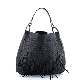 Bottega Veneta Loop Shoulder Bag Fringe Intrecciato Nappa Large