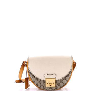 Gucci Padlock Saddle Shoulder Bag GG Coated Canvas and Leather Small