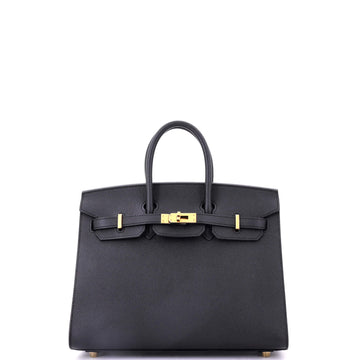 Hermes Birkin Sellier Bag Black Epsom with Gold Hardware 25