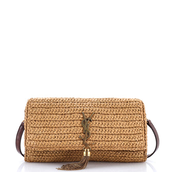 Saint Laurent Kate 99 Tassel Flap Bag Woven Raffia Medium
