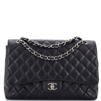 Chanel Classic Single Flap Bag Quilted Caviar Maxi