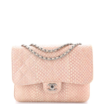 Chanel Clams Pocket Flap Bag Quilted Python Small