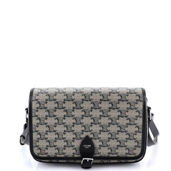 Celine Folco Messenger Bag Triomphe Coated Canvas and Leather Small