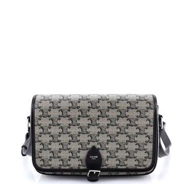 Celine Folco Messenger Bag Triomphe Coated Canvas and Leather Small