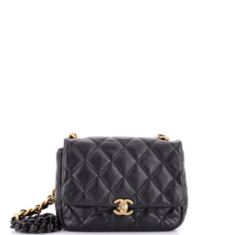Chanel Lacquered Metal CC Flap Bag Quilted Lambskin Small