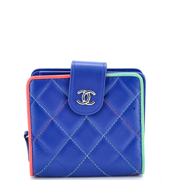 Chanel CC French Wallet Multicolor Quilted Lambskin Compact