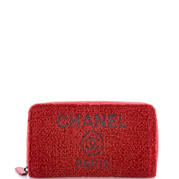 Chanel Deauville Zip Around Wallet Raffia with Glitter Detail Long