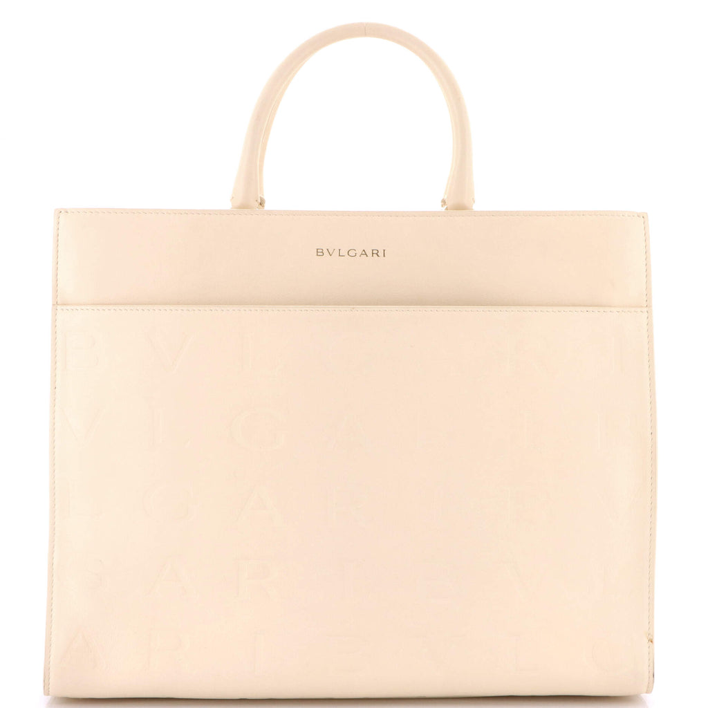 BVLGARI トートバッグ Bvlgari Logo Convertible Tote Embroidered Leather Medium Neutral