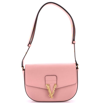 Versace Virtus Flap Messenger Bag Leather Medium