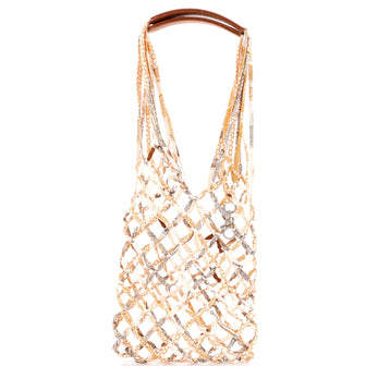 Hermes Petit H Net Tote Printed Silk with Leather PM