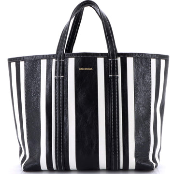 Balenciaga Barbes East West Shopper Tote Striped Leather Medium