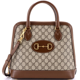 Gucci Horsebit 1955 Top Handle Bag GG Coated Canvas with Leather Medium