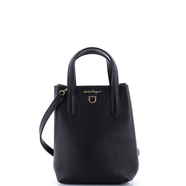 Salvatore Ferragamo Gancini Tote Leather Mini Black 36308424