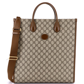 Gucci Vertical Structured Top Handle Open Tote GG Coated Canvas Medium