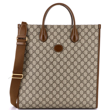 Gucci Vertical Structured Top Handle Open Tote GG Coated Canvas Medium