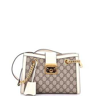 Gucci Padlock Chain Tote GG Coated Canvas with Leather Small